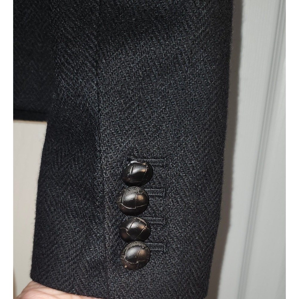 VTG J.Crew Robert Noble Scottish‎ Wool Herringbone Blazer Black Pink Pheasant - Picture 8 of 8
